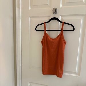 Rust Ribbed Knit Cami Tank | Soft Stretch Slim Fit - Size Small